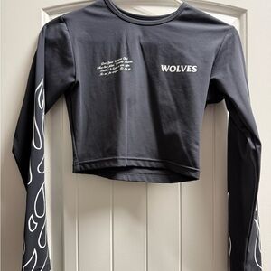 Gray Darcsport Wolves Long Sleeve Crop Top
